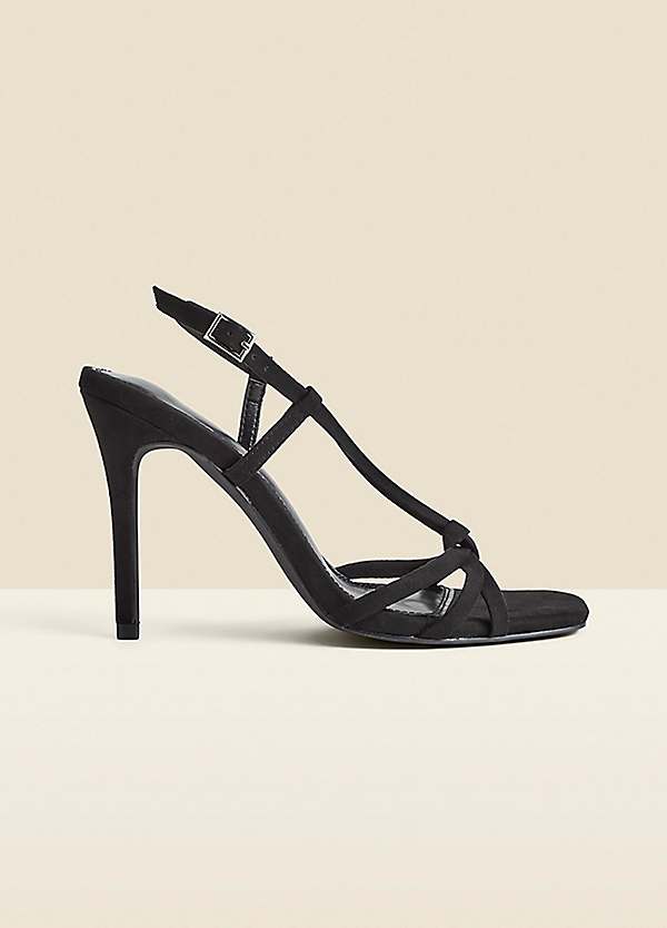 Sosandar Black Strappy Square Toe Sandals Freemans