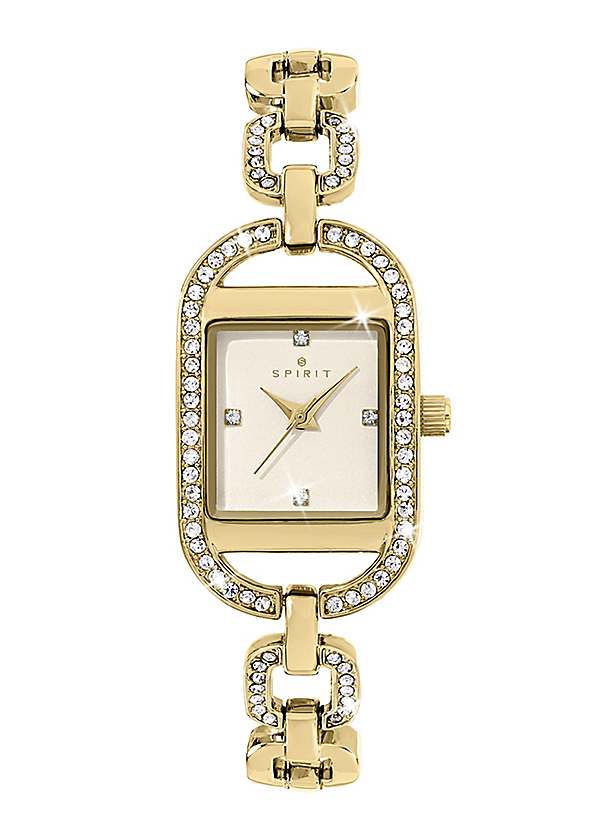 Spirit Ladies Square Gold Plated Stone Set Chain Link  display picture 2