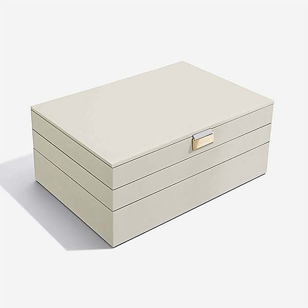 STACKERS Classic Jewelry Box Lid Medium White Taupe Velvet New Create Your  Own