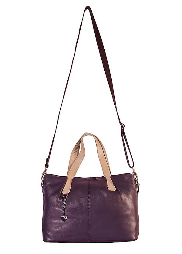 Storm London Azzura Slouchy Plum Camel Leather Handbag Freemans
