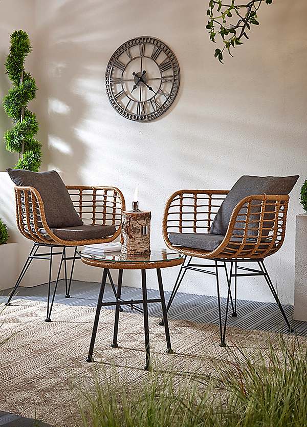 Outdoor 3 piece bistro deals set with cushions