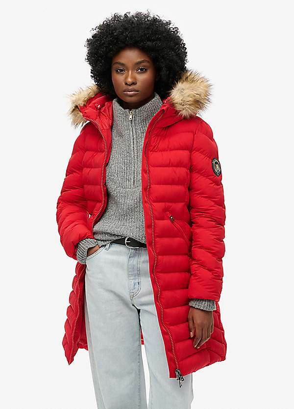 Puffer coat with faux fur hood hotsell