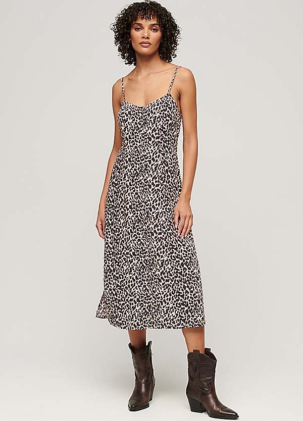 knee length dresses for ladies Superdry Long Sleeve Tiered Midi Dress Blue Alma Floral Mix main image 1