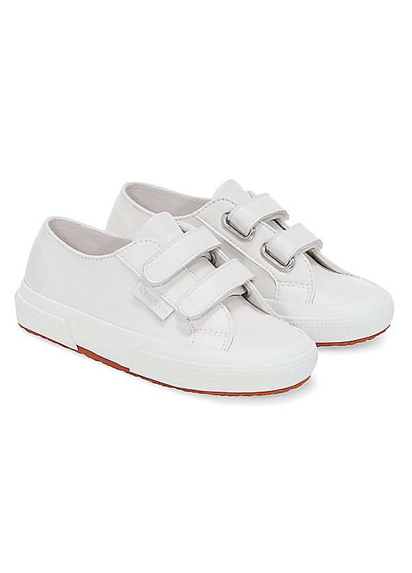 Superga white sale leather velcro