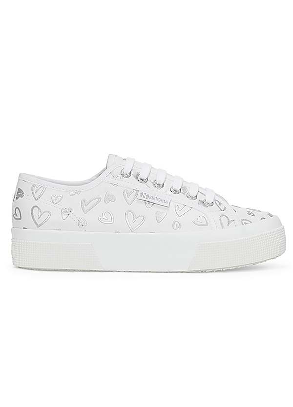 Superga Heart 2740 White Silver Trainers Freemans