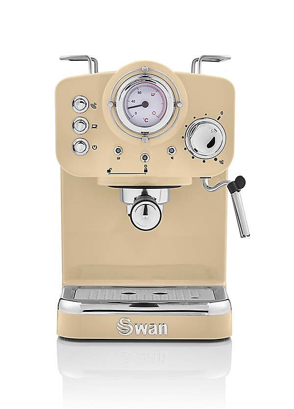 Swan SK22110CN Retro Espresso Coffee Machine with Milk Frother Retro Cream Freemans