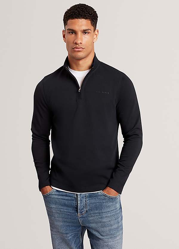 Ted Baker Crabtre Honeycomb Trim Half Zip Sweatshirt | Freemans