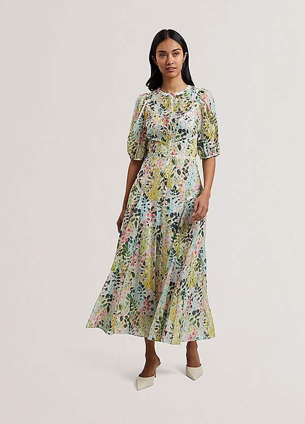 Ted Baker Kandea Puff Sleeve Binding Detail Midi Dress