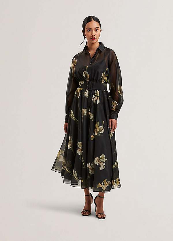 Ted Baker Liorra Printed Organza Belted Midi Dress Freemans