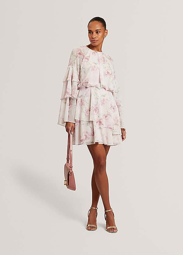 ted baker pale pink dress Ted Baker Pink Floral Off-the-Shoulder Dress Size 14-16 US