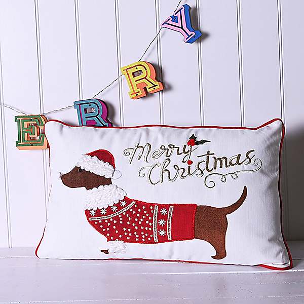 Dachshund store christmas pillow