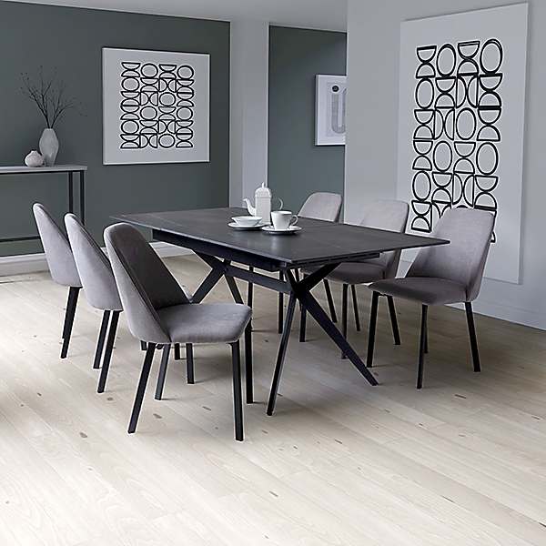 Extending dining room table store and 6 chairs