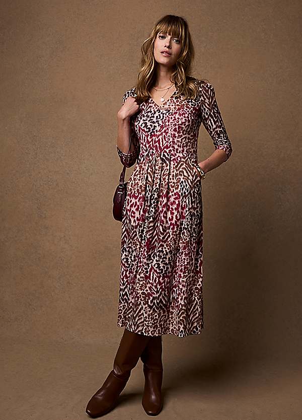 animal print jersey dress Together Amaile Pocket Midi film inspired dress