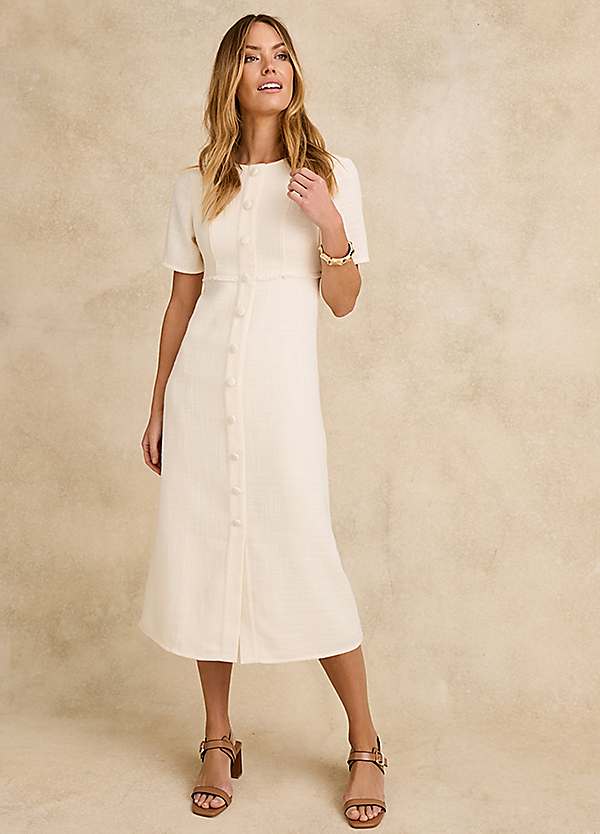 ivory boucle dress Together Annette Midi - Ivory chart-men-elastic-belt