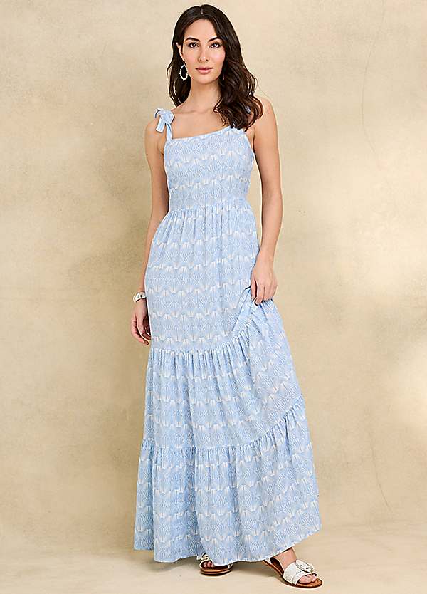 Together Blue Shell Print Tiered Maxi Dress | Freemans