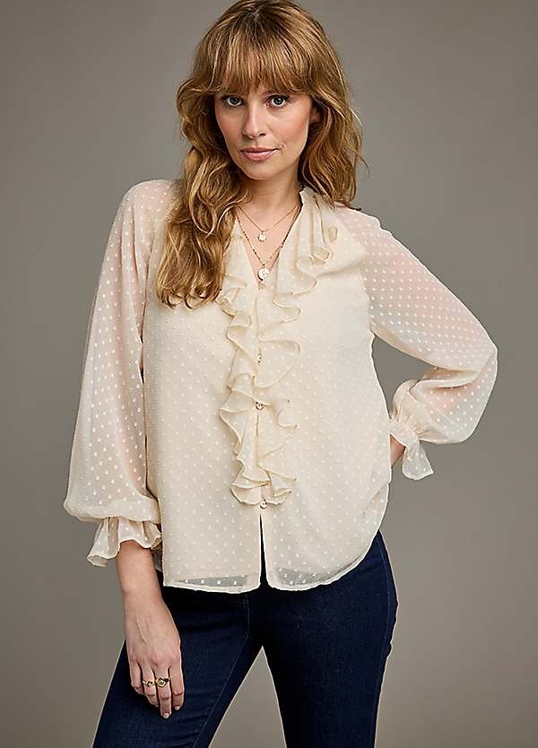 Elegant Ruffles Long Sleeve Cream Blouse Elegant Ruffles Long Sleeve Cream Blouse