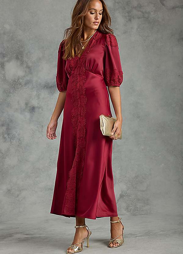 strapless open back dress Saphira Red Mesh Shirt Midaxi Dress main image 1