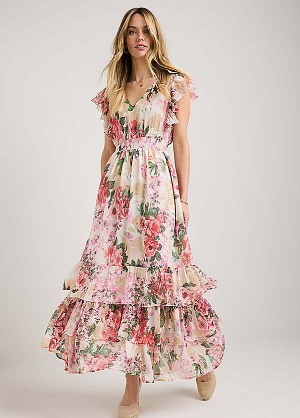 chinese dress ladies Frock & Frill Iris Black Iridescent Sequin Layered Maxi Dress – Love My  Apparel main image 0
