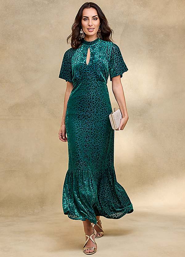 Forest green lace maxi cheap dress