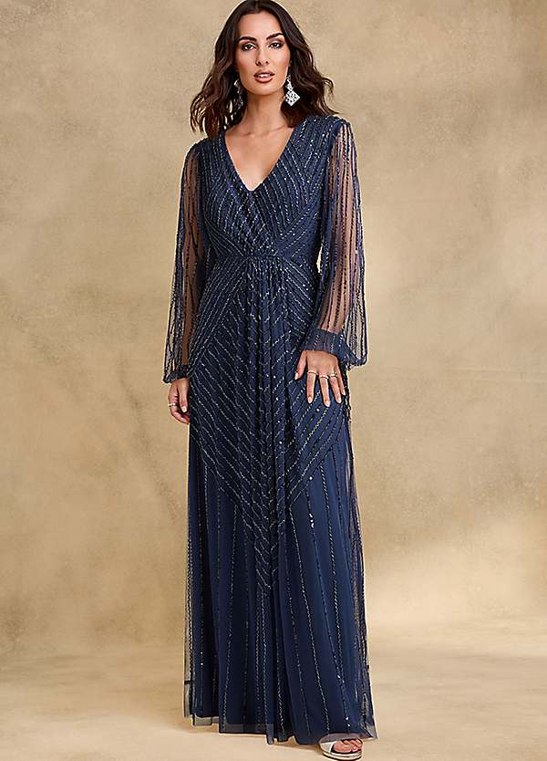 Together Navy Beaded Maxi Dress