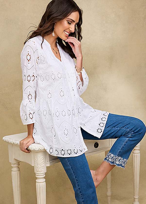 Together White Broderie Pintuck Blouse