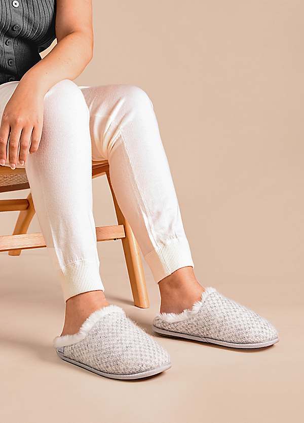 Totes Isotoner® Ladies Sparkle Knit Swept Back Mule Slippers in