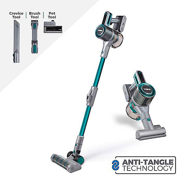 Tower VL80 Cordless 3-in-1 Pole Vacuum Cleaner with Flexi Pole, HEPA 12  Filter & Anti-Tangle Floor Head T513011PETS - Ocean Teal