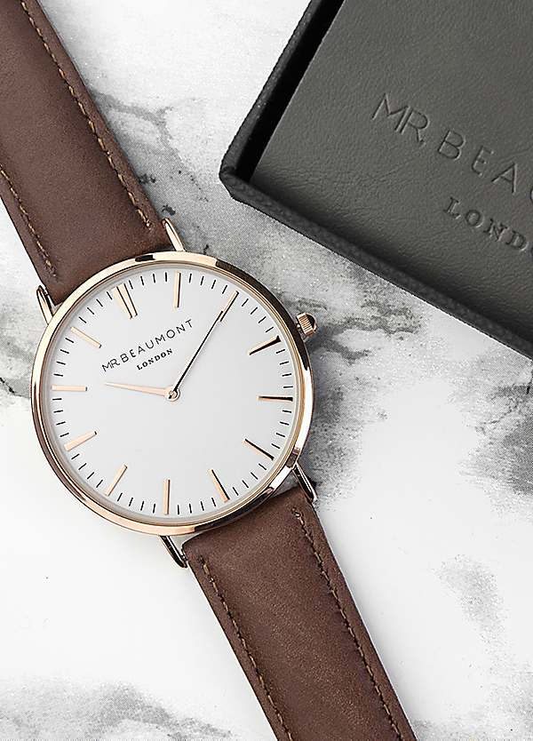 Treat Republic Men's Modern-Vintage Personalised Leather Watch In