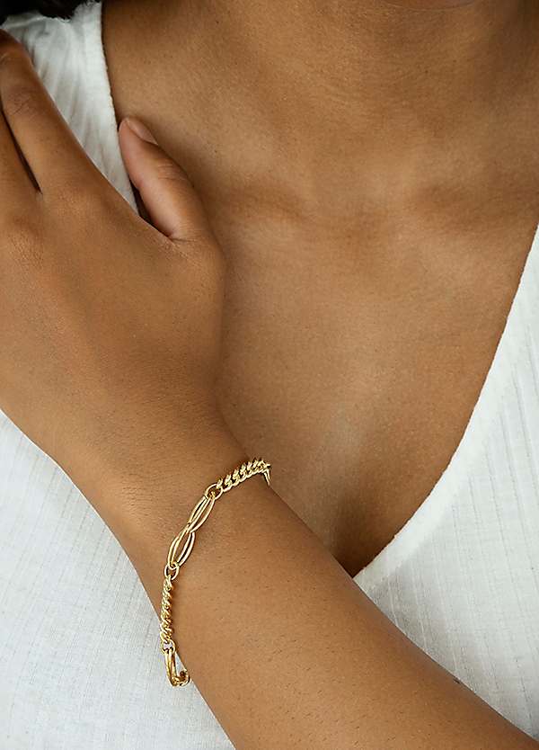 Tuscany Gold 9CT Yellow Gold Fancy Curb Double Oval Link Bracelet