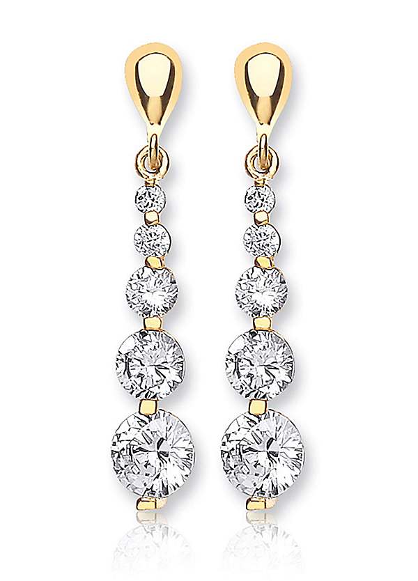 9ct CZ drop earrings