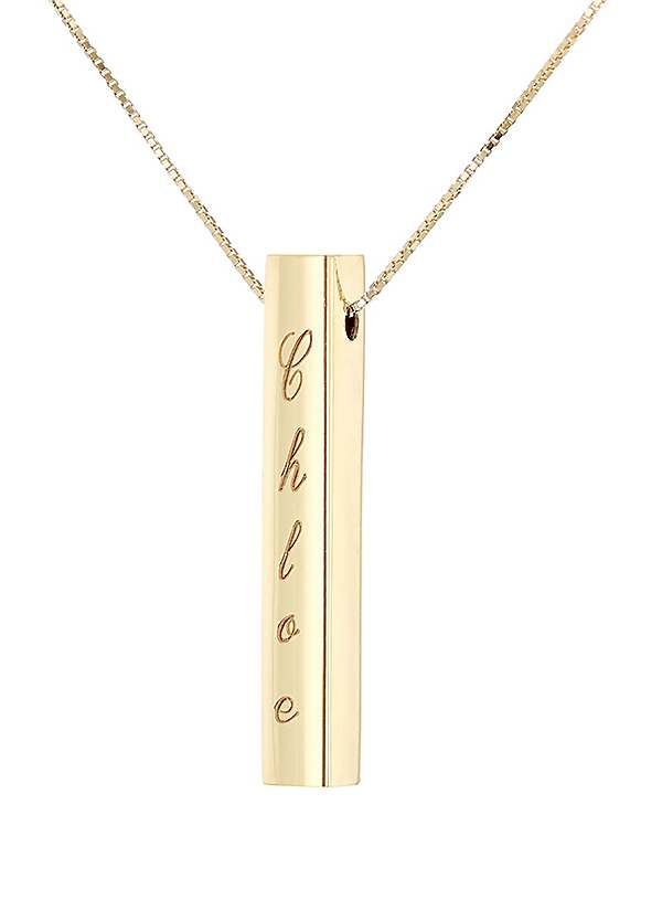 Tuscany Gold 9ct Yellow Gold Vertical Rectangular Cuboid Adjustable Necklace