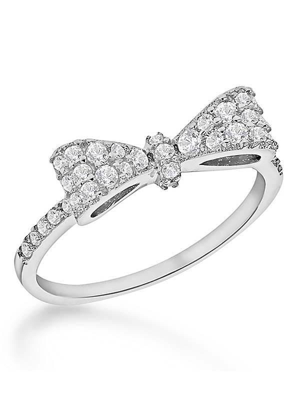 Tuscany Silver Sterling Rhodium Plated Cubic Zirconia Bow Ring