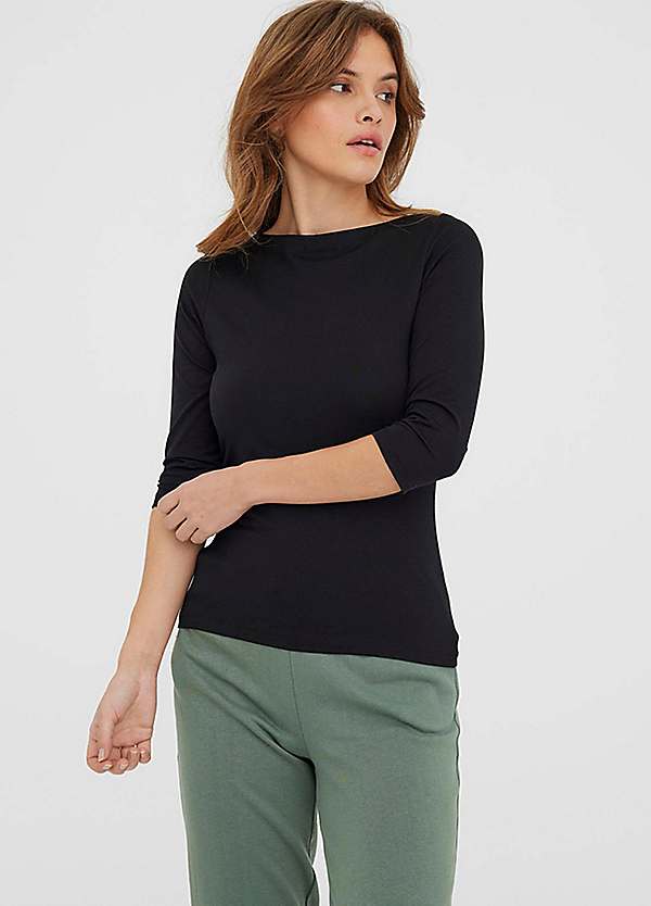 Vero Moda Boat Neck Three-Quarter Sleeve Jersey Top Freemans