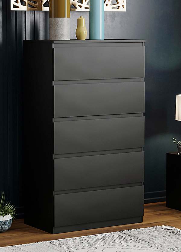 brown fit and flare dress KULLEN Chest Of 2 Drawers, Black-Brown