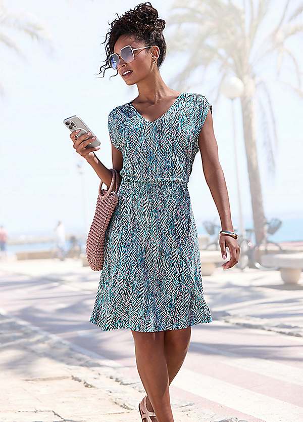 summer smock dress Handmade Patchwork Dress: William Morris Floral Quilted Midi Style with flat leather sandals as shown for casual gatherings or weekend brunches Vivance Printed Summer Smock Dress