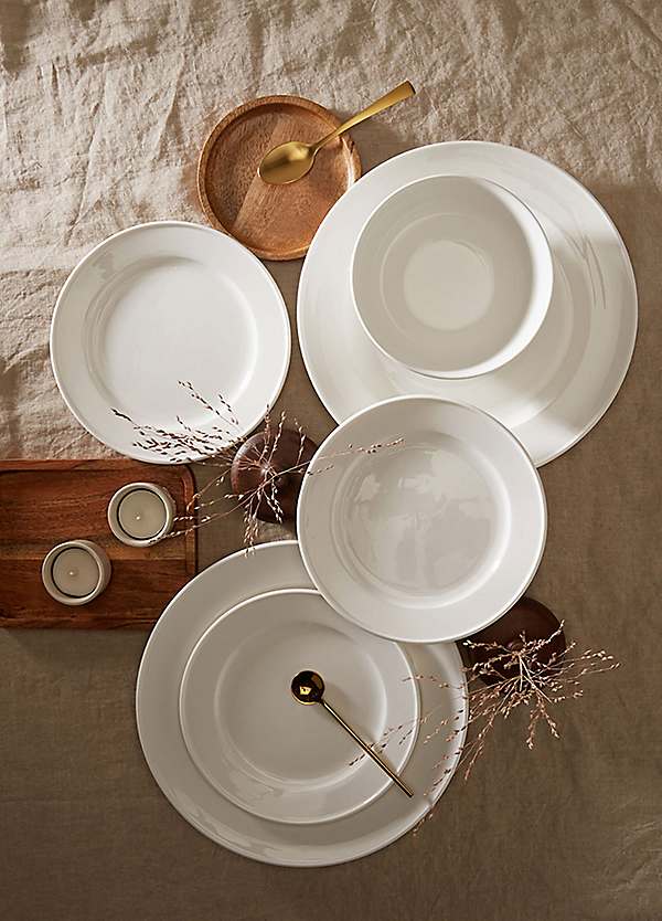 Waterside 12 Piece Alumina White Porcelain Dinner Set Freemans