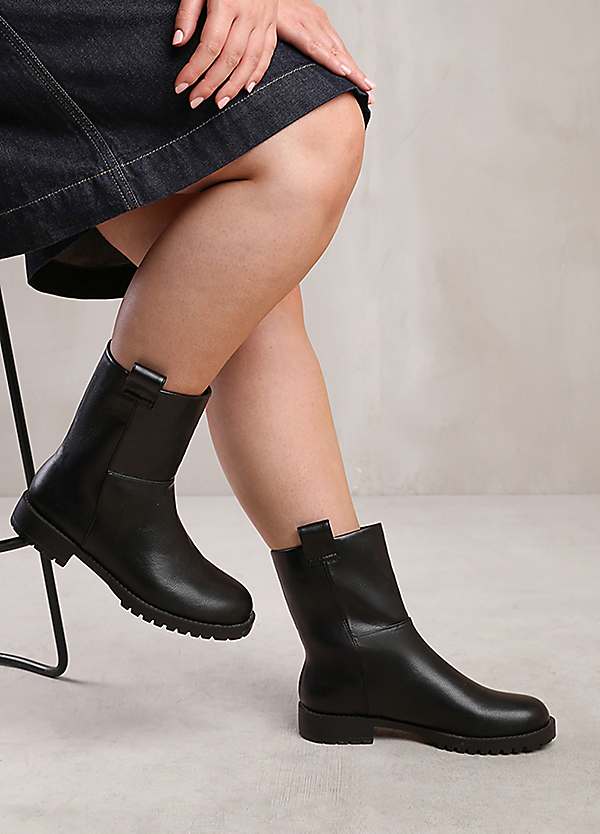 Where's That From Delta Mid Calf Boots with Stitching Detail in