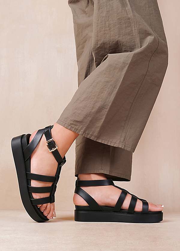 Chunky Sandals Black Ankle Gladiator Sandals Chunky Platform