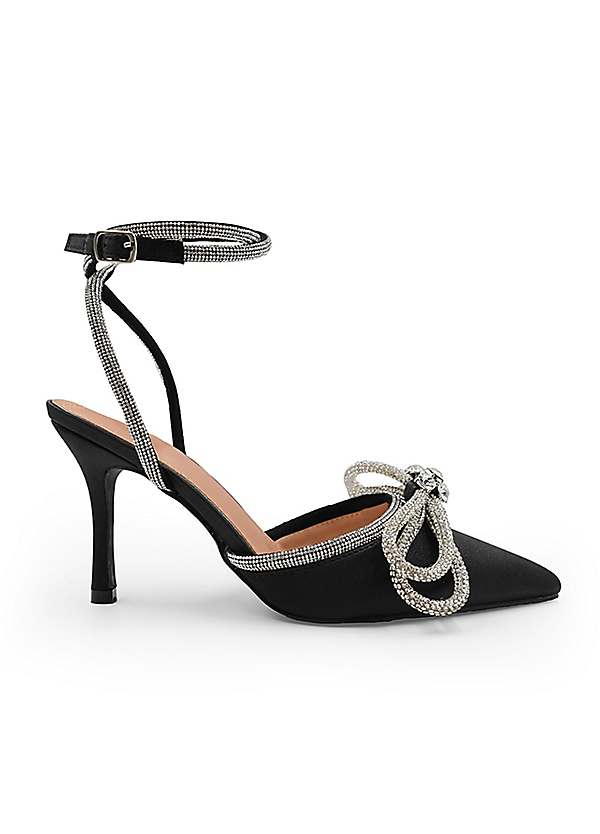 Where's That From Fanen Pointed Toe High Heels with Diamante Bow - Main Image
