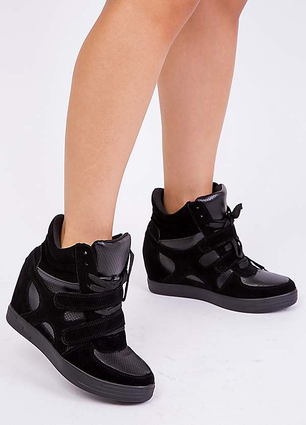 Where's That From Hitop Black Suede Wedge Trainers Freemans