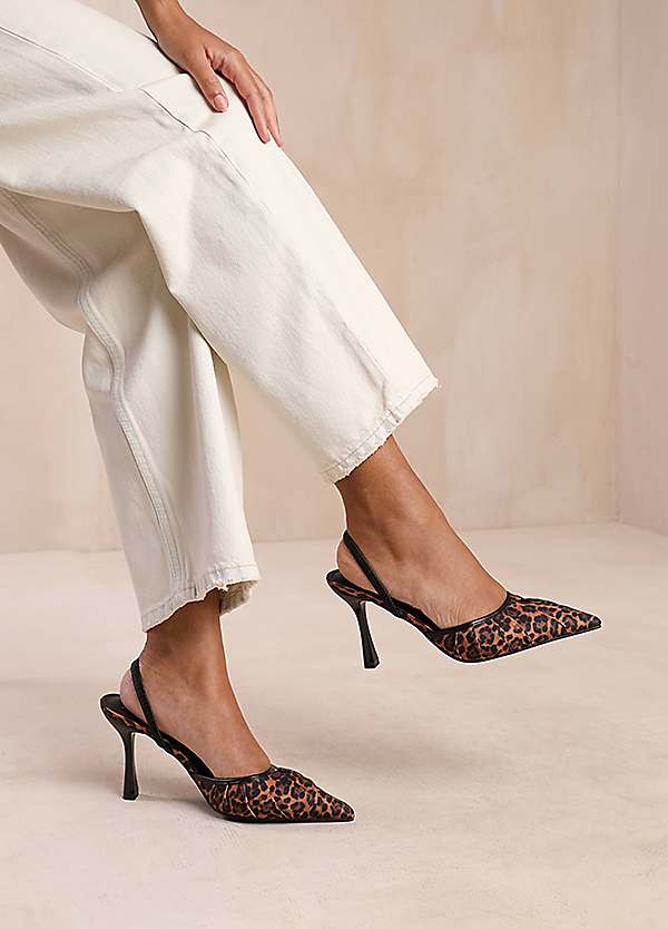 Where's That From Leopard Satin Maldives Pointed Toe Heel with