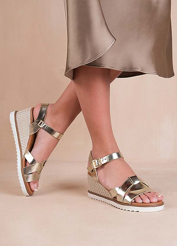Where's That From Sydney Extra Wide Fit Wedge Sandals with Front