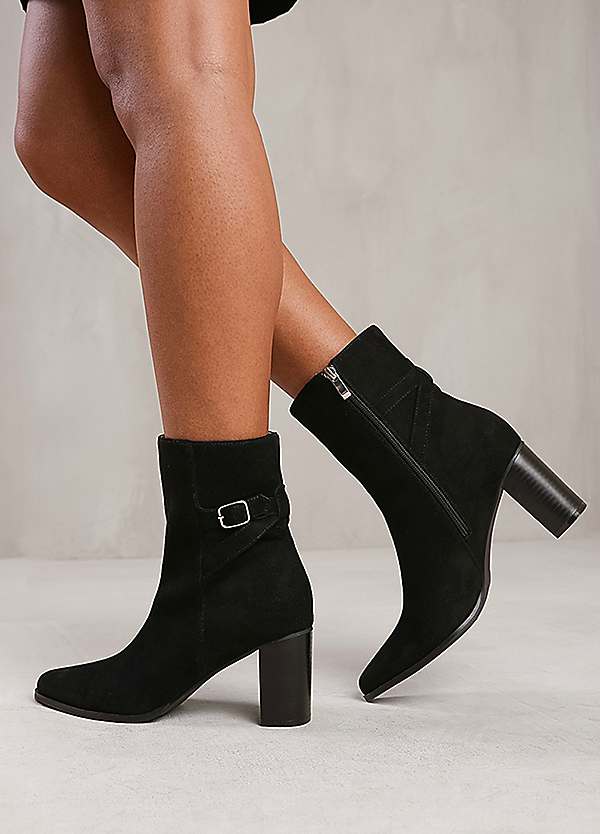 Block Heel Ladies Black Heeled Boots Where's That From Winter Wide