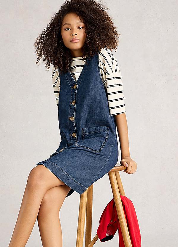 white christmas dresses Blue Denim Pinafore Dress main image 0