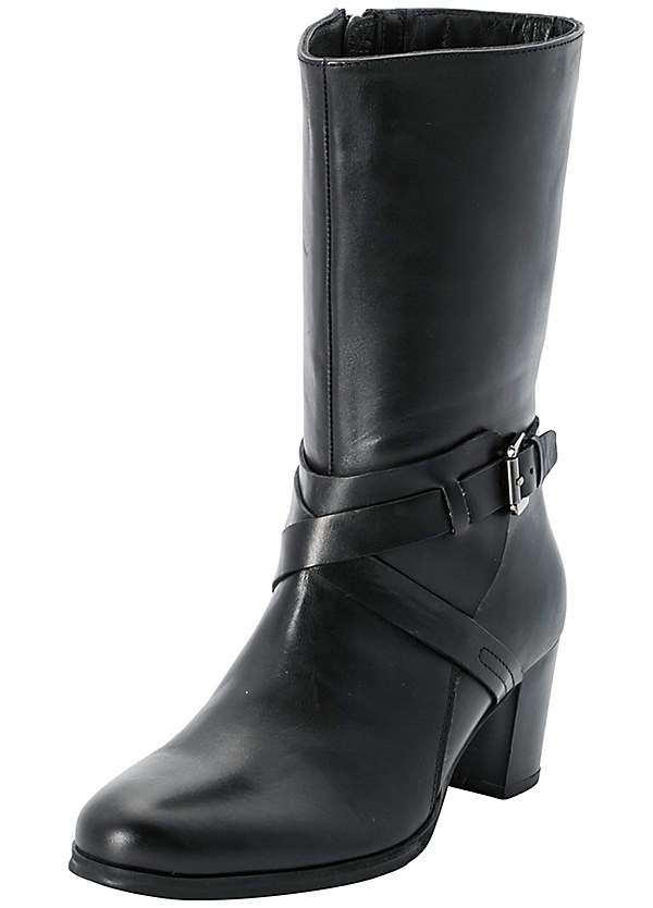 Mid calf buckle boots hotsell