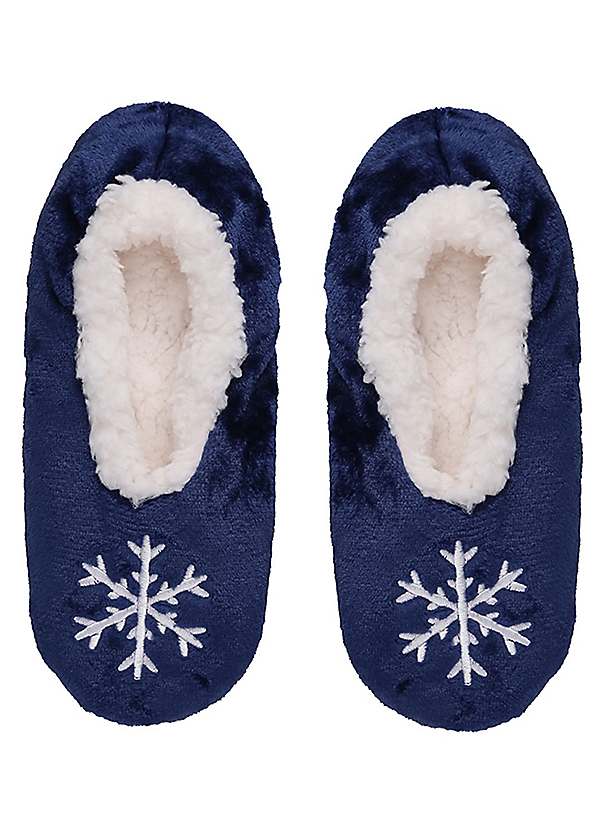 Wild Feet Christmas Snowflake Ladies Slipper Sock Footsies Freemans