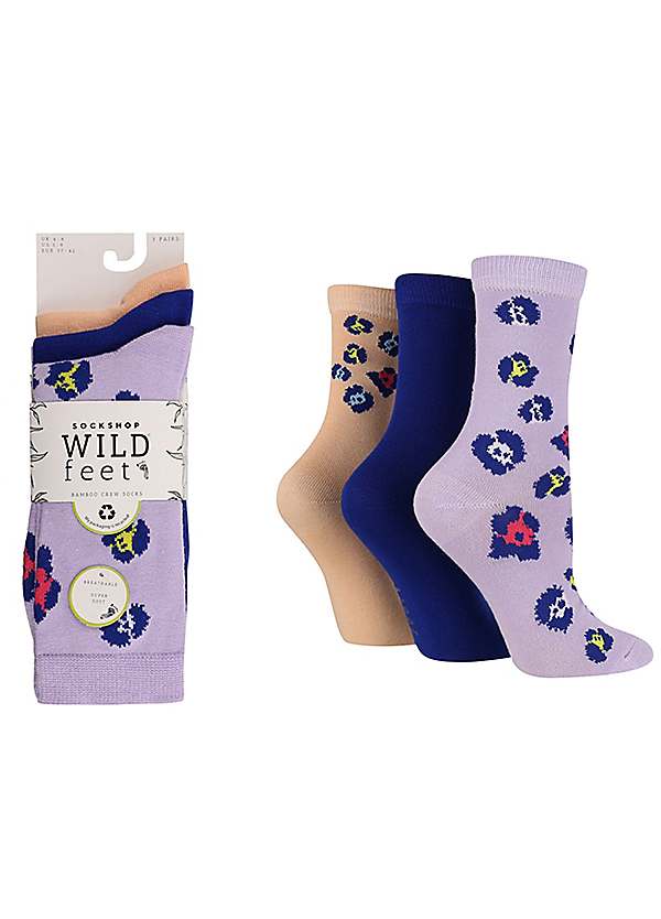 Wild Ladies Pack of 3 Bamboo Jacquard Socks