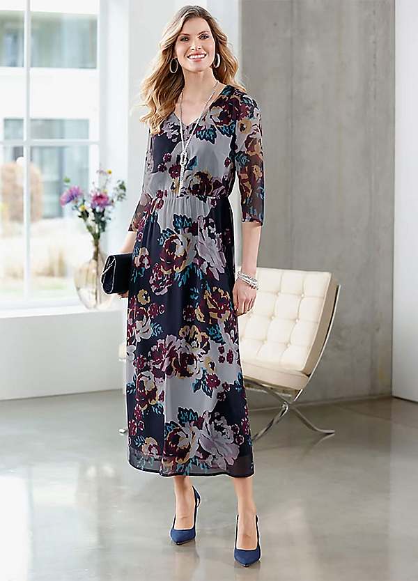 Floral chiffon outlet dresses with sleeves