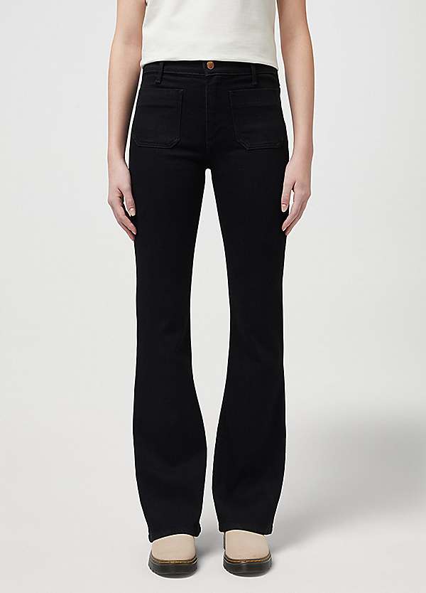 Wrangler Mid Waist Patch Pocket Bootcut Jeans Freemans