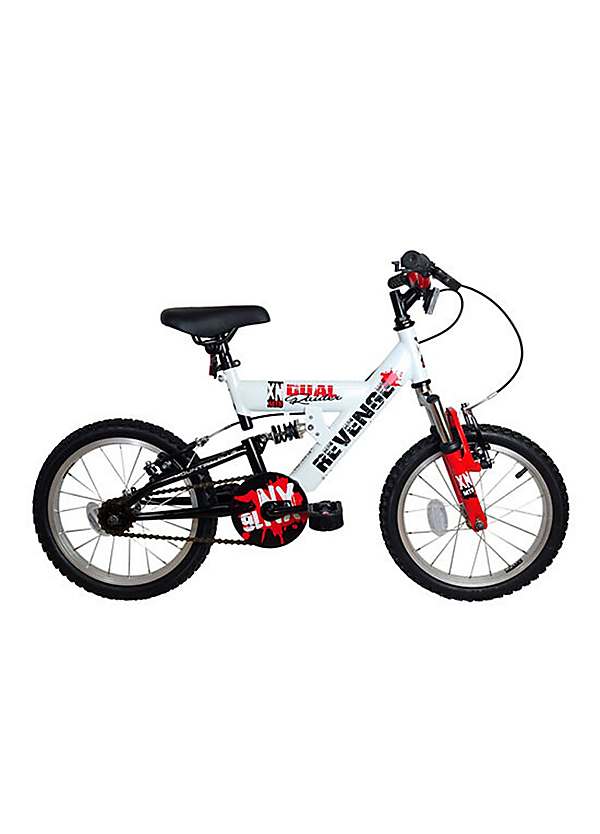 XN Revenge Full Suspension Boys Mountain Bike 16 Inch Wheel White Red Black